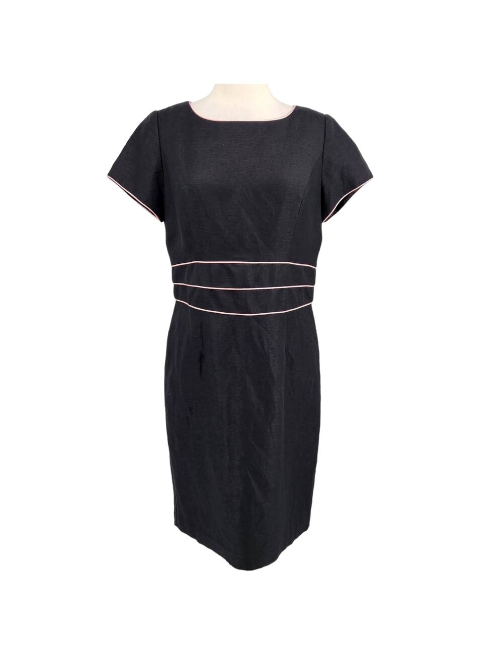 Willow Glenn Linen Blend Sheath Dress With Pink Piping